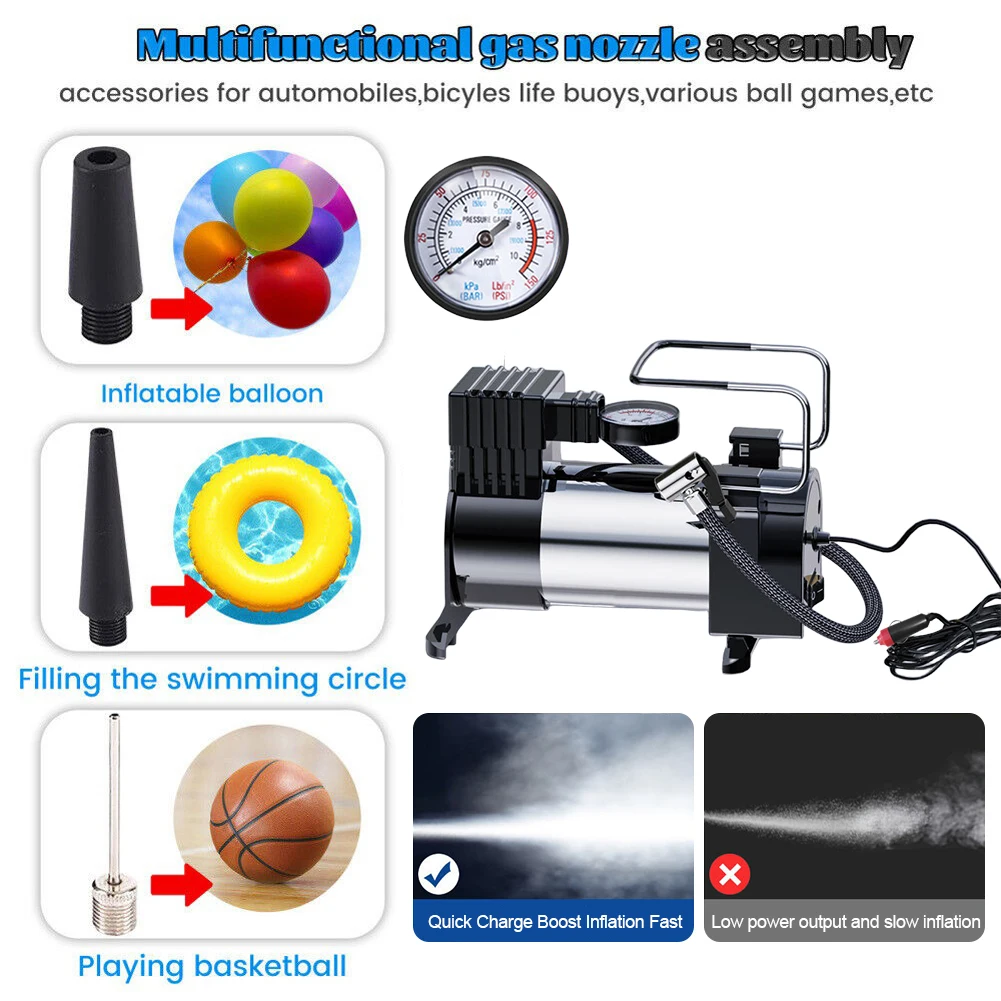 

Heavy Duty Electric Tire Pump Car Air Compressor 120W 12V Electric Tire Inflator Cylinder Power System Car Truck Tire Inflator