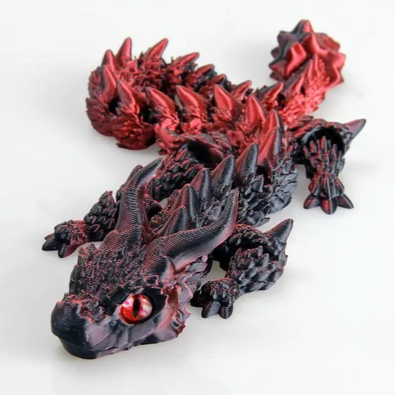 3D Printed Dragon Crafts Gift Articulated Dragon Movable Joints Fidget Toy Desktop Ornament for Adults Kids Home Office Decor