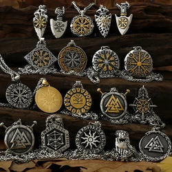 Viking Rune Multi-Style Stainless Steel Amulet Shield Pendant Men's and Women's Jewelry Accessories Necklace