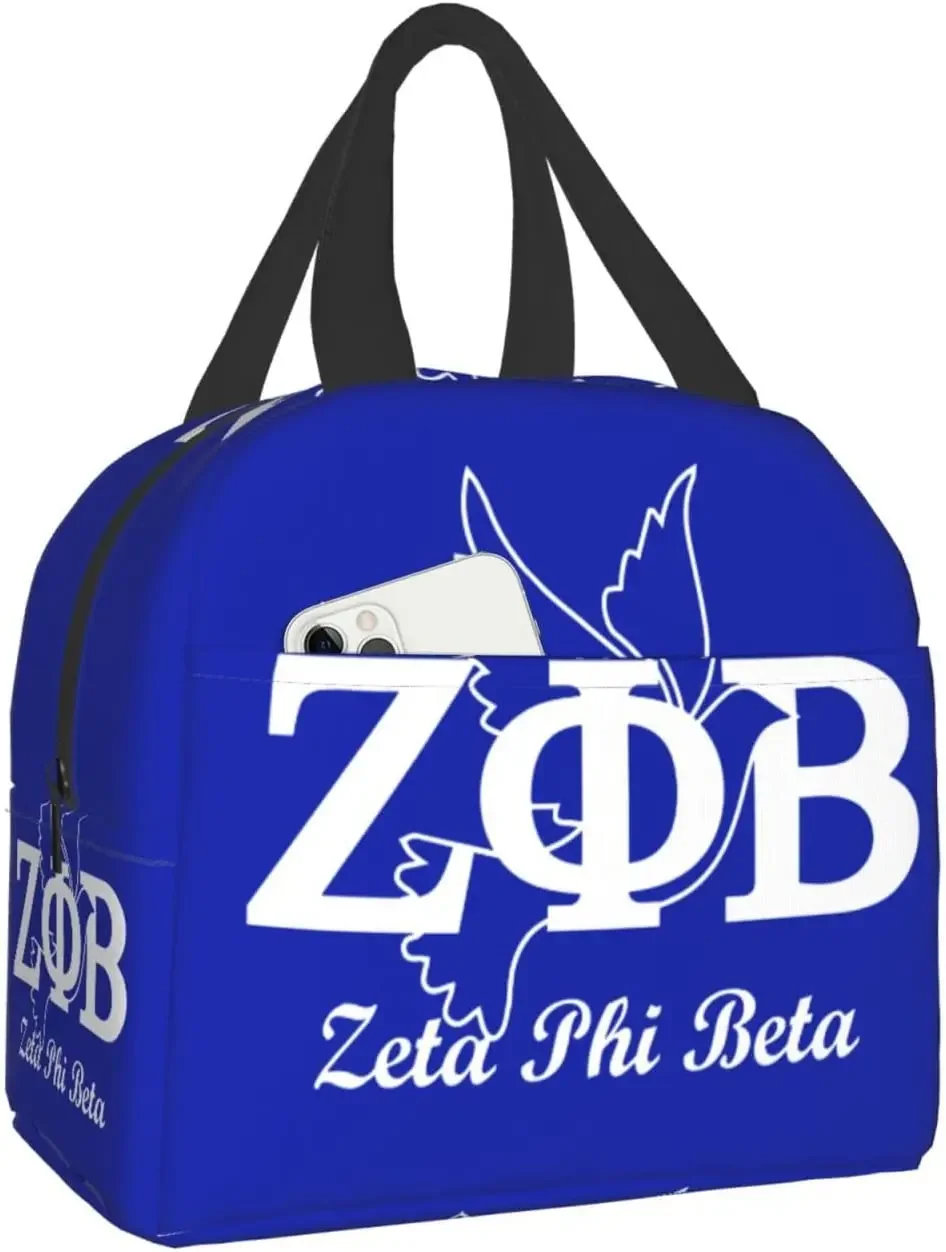 Zeta Phi Beta Thermal Lunch Bag Portable Insulated Lunch Box Tote Bag for Travel Beach Picnic Work Sisters Paraphernalia Gifts