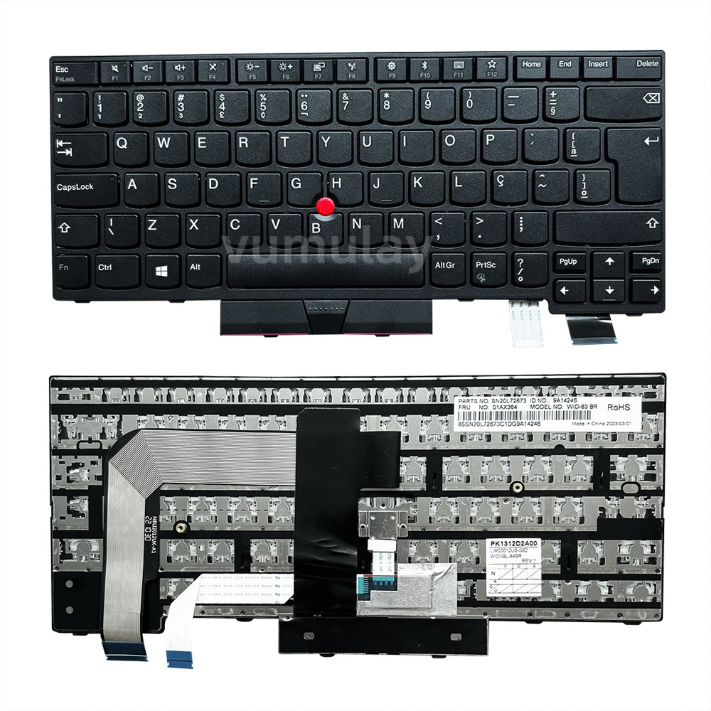 

Brazilian Keyboard for Lenovo Thinkpad T470 T480 A475 A485 01AX364 WID-83 BR Laptop With Point No Backlit