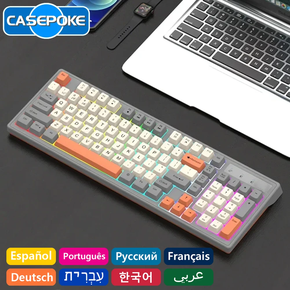 

2025 New 7Color Backlit 98-key Gaming Keyboard Wired USB Silent Keyboard for Android iOS Windows Tablet PC Laptop Office Spanish
