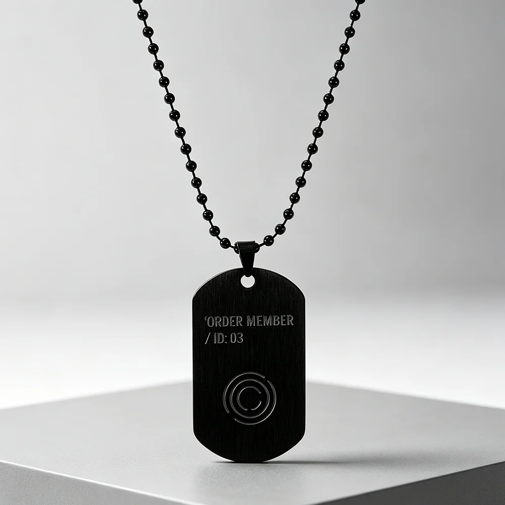 ORDER MEMBER ID:03 Engraved Dog Tag Necklace Black Stainless Steel Military ID Tag Pendant Bead Ball Chain Streetwear Jewelry