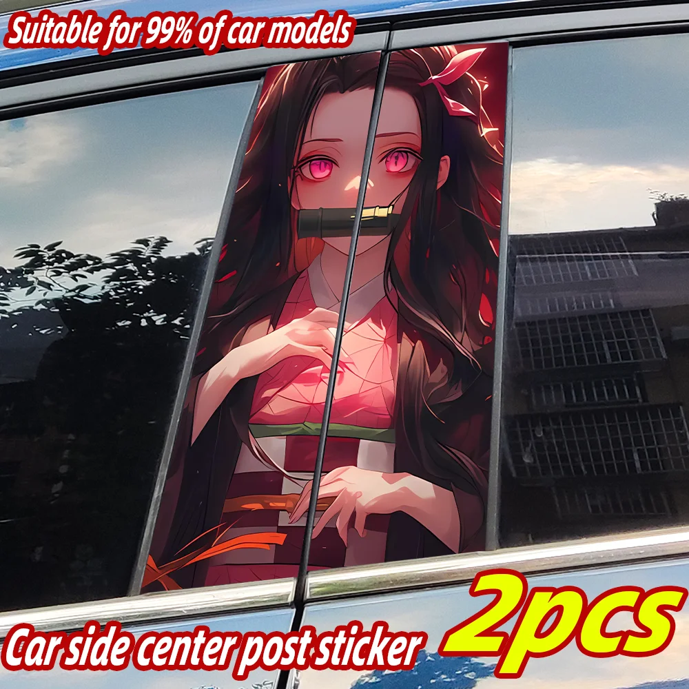 

Anime Nezuko Car Stickers Auto B Pillar Waterproof Funny Decoration Cover Scratches Sunscreen Car Doors Pillar Vinyl Decals