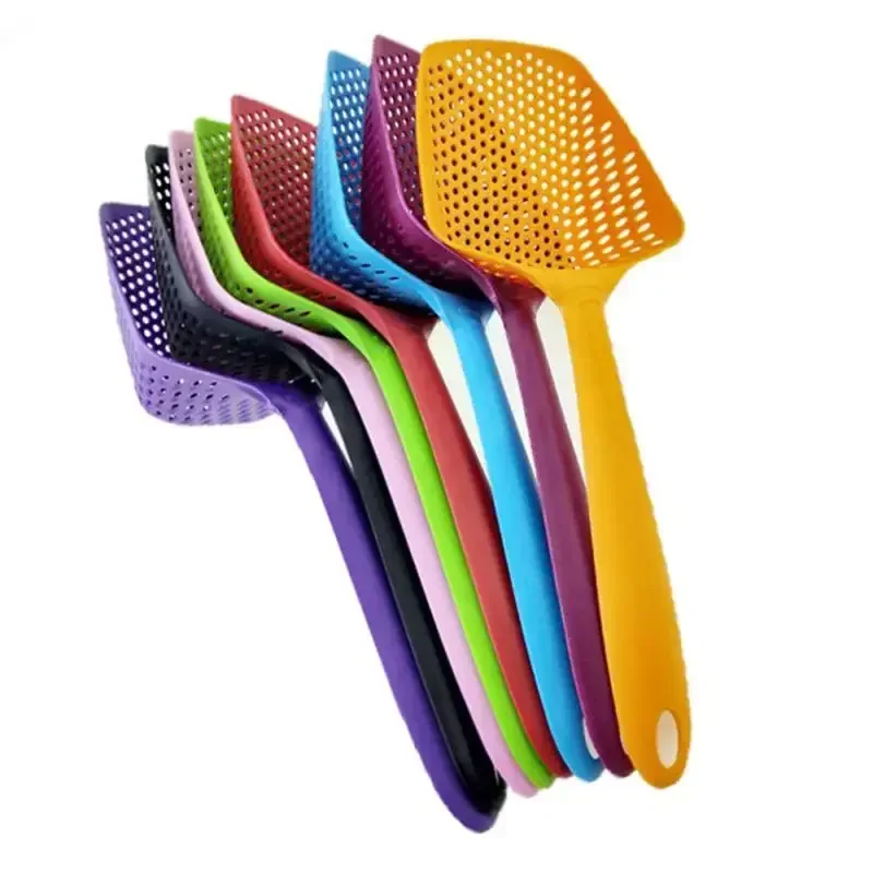 Portable Nylon Kitchen Soup Spoon Strainer Colorful Ladle Anti-scald Skimmer Fry Food Mesh Handy Filter Colanders Kitchen Tools