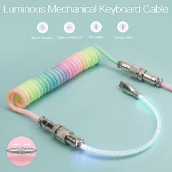 Cable en espiral tipo C para teclado mecánico, conector USB para ordenador de escritorio y aviación