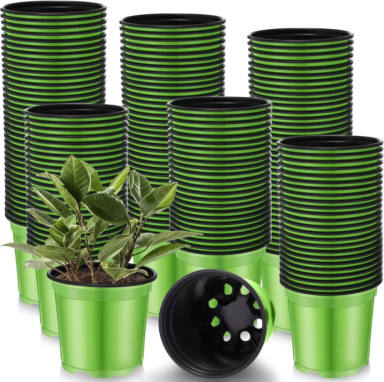

150 шт. 4-дюймовые пластиковые горшки для рассады с дренажными отверстиями, утолщенные кашпо для цветов, для выращивания семян