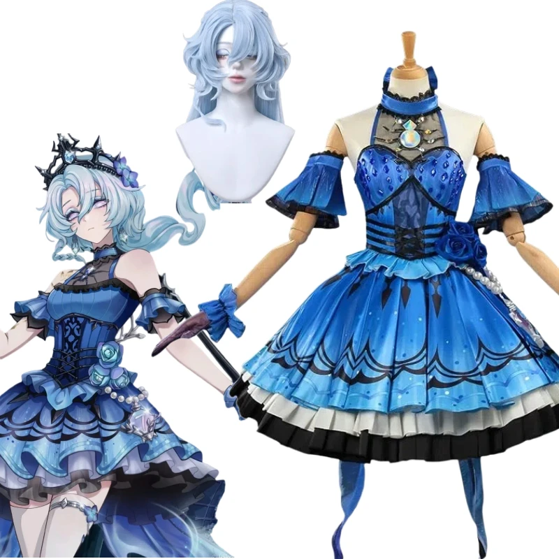 

Grace Naiad Cosplay Game Identity Ⅴ Costume Blue Dress Lolita with Accessories Full Set Role Play Outfit for Women Theme Party