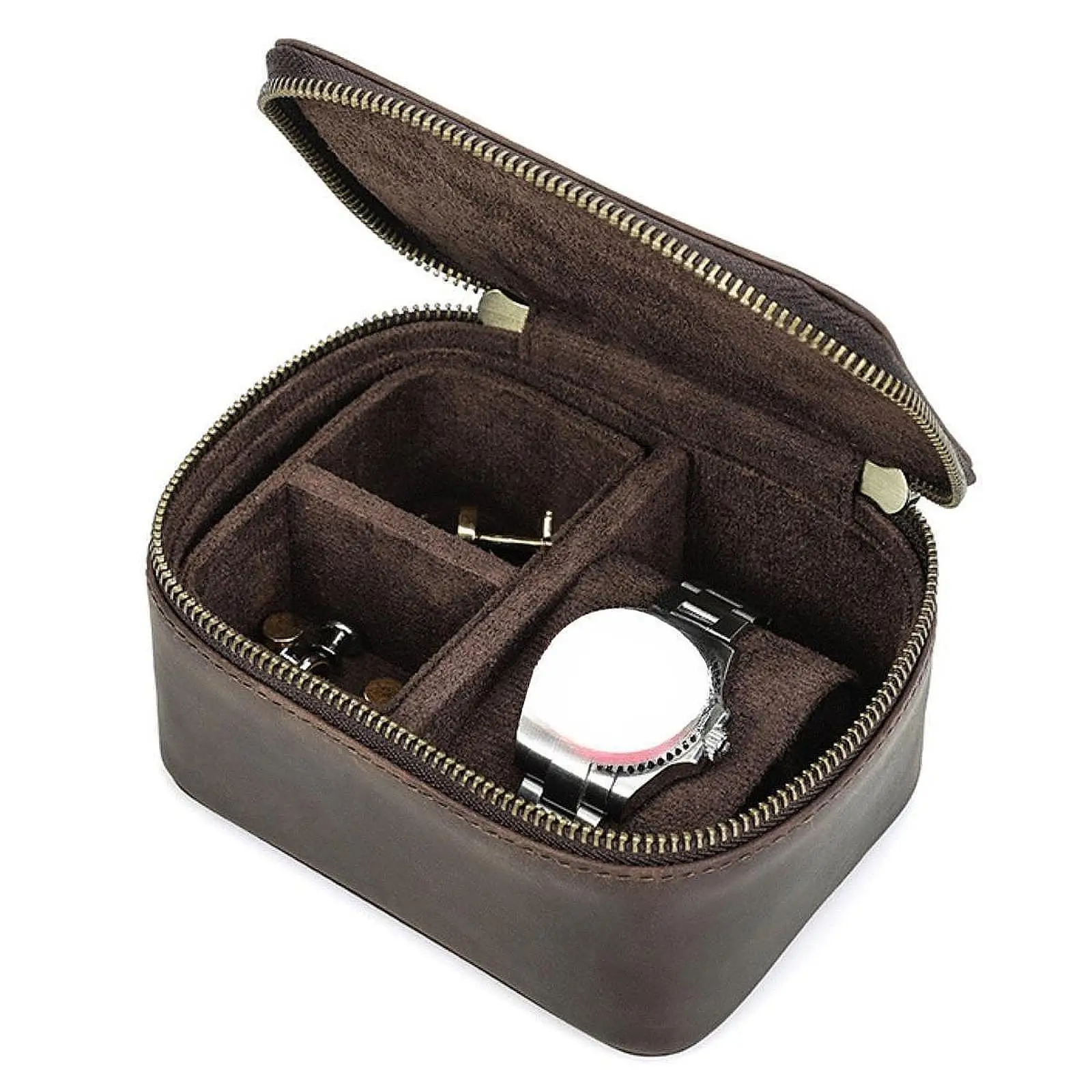 

Дорожный футляр для часов с двойной молнией, небольшой органайзер для ювелирных изделий для путешествий, подарок для дома, 6,1-8,5 дюймов, ремешок для часов, кольца для мужчин и женщин