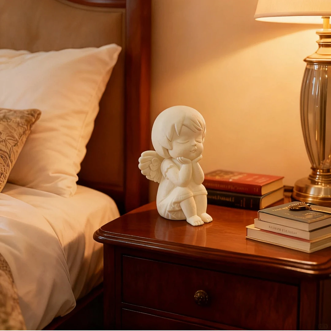 تمثال Angel Guardian الصغير المطبوع ثلاثي الأبعاد بتصميم فريد من نوعه لتزيين المنزل لسطح المكتب أو الحديقة