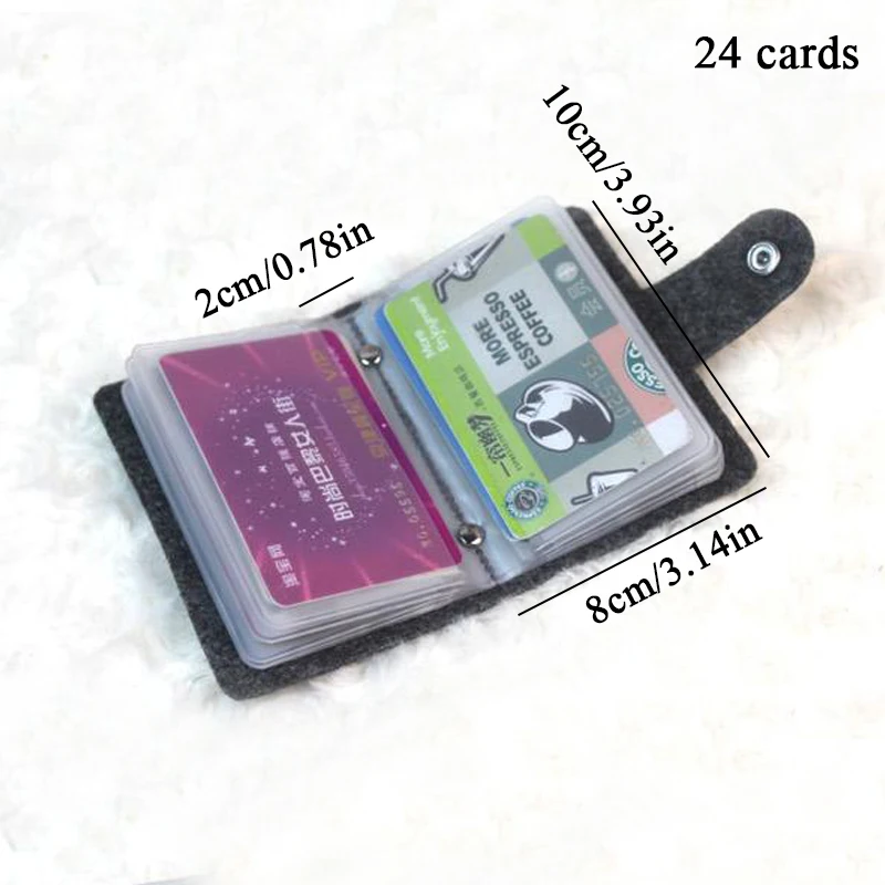 24 Slots Credit Card Holder Wool Felt Card Wallet Organizer Gift Business Card ID Holder Wallet Button Case Bus Bank Card Holder