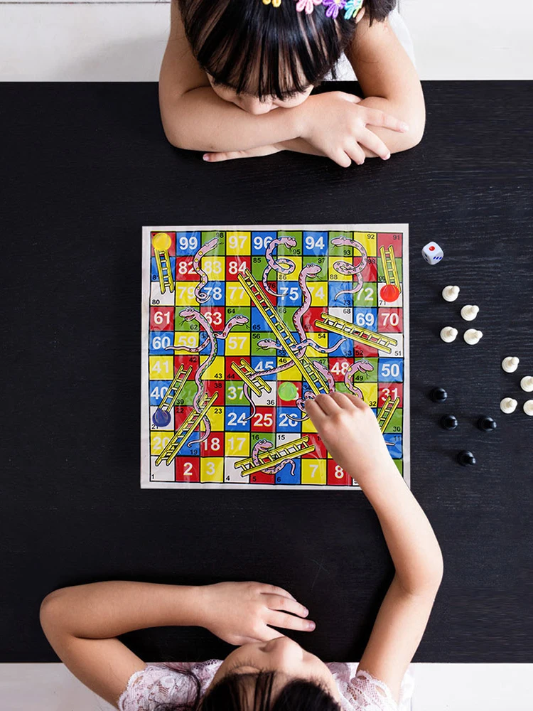 Snake Ladder Flight Chess Educational Kids Children Toys Interesting Board Game Set Portable Flying Chess Board Family Game