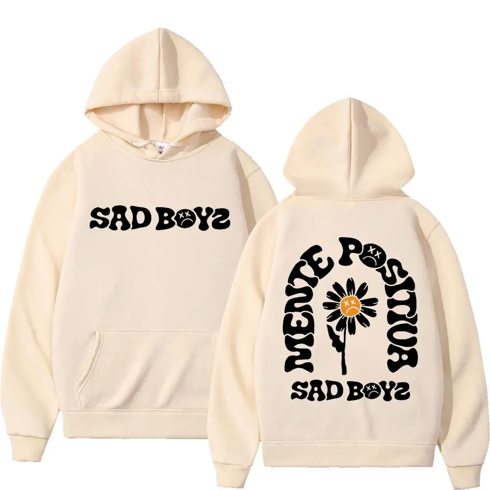 Singer Junior H Sad Boys Positive Mind Funny Print Hooded Men Women Y2k Hoodies Oversized Sweatshirt Hip Hop Unisex Streetwear