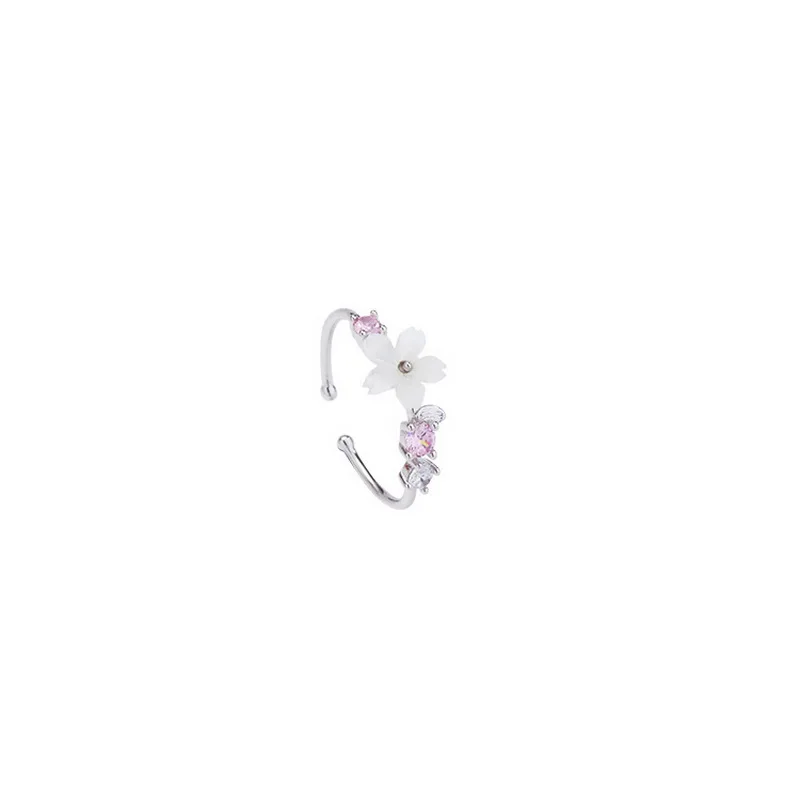 Neuer Kristallblumen-Zirkon Offener Ring Kirschblüten Sakura-Blatt Verstellbare Hochzeitsringe für Frauen Süßes Schmuckgeschenk – Detail 5