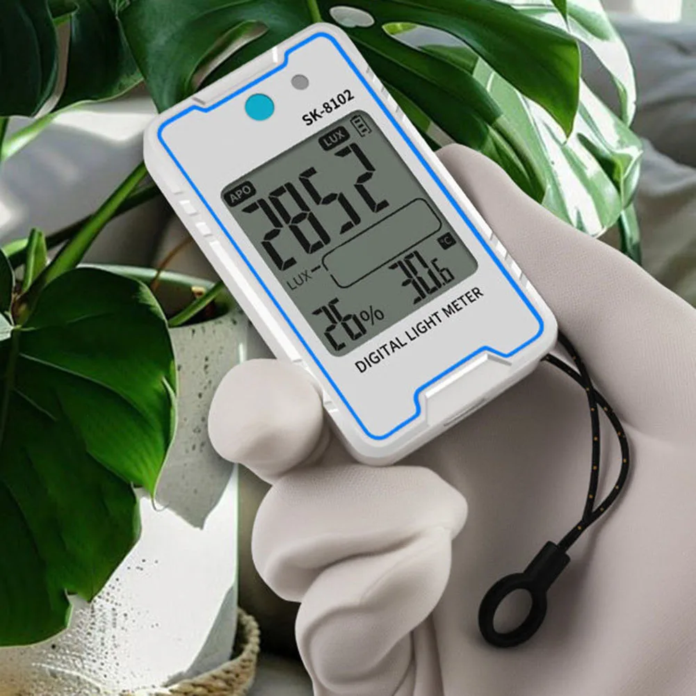 Digital Light Meter SK-8102 Compact For MINI Design Strobe Flicker Detection 0.1-999900 Lux USB C Rechargeable