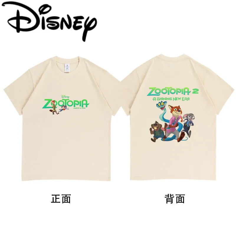 

Футболка Disney Zootopia 2 с короткими рукавами, 2025, товары по мотивам анимационного фильма, повседневная одежда, модный топ для подростков и молодежи