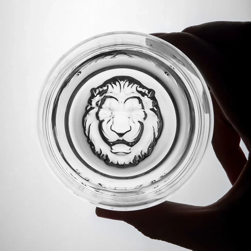 Golden Lion Head Crystal Glasses Whiskey Glass, New Waist Waist Western Wine Glass, Special Spirits Glass Bar Accessories Gift