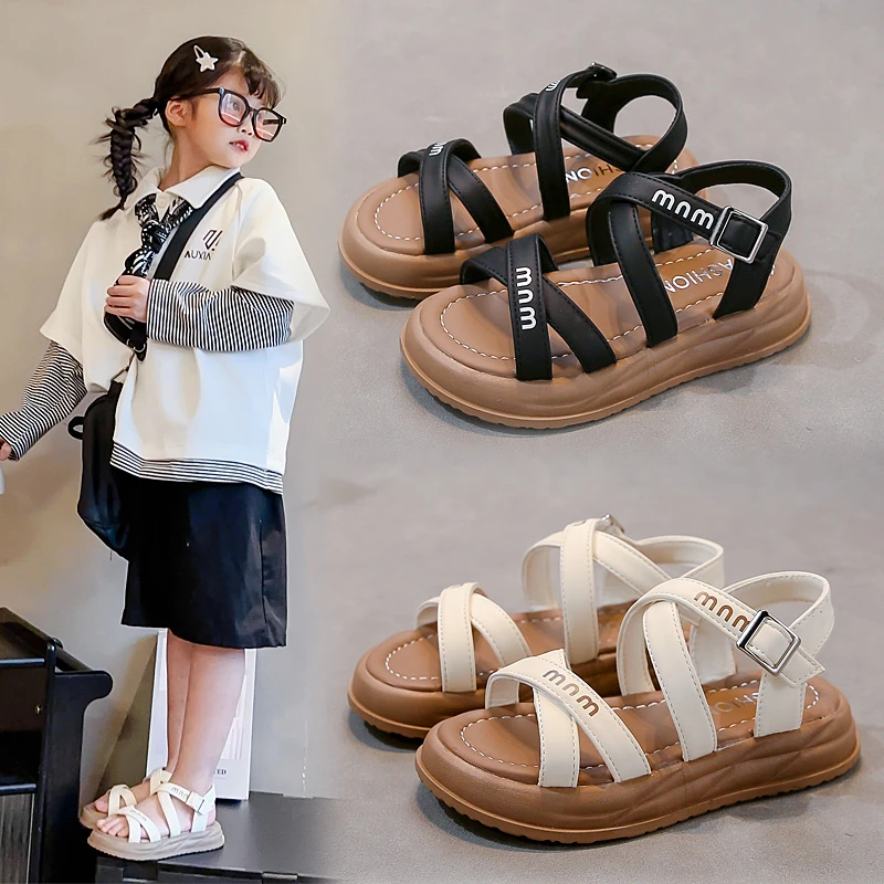 

Girls' Shoes Sandals 2025 Summer New Children's Shoes Soft Bottom Internet Red Girls' Roman Sandals Summer Sandals