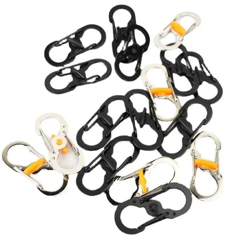 1/5/10Pcs Outdoor Camping S Type Carabiner With Lock Mini Keychain Hook Anti-Theft Outdoor Camping Backpack Buckle Key-Lock Tool
