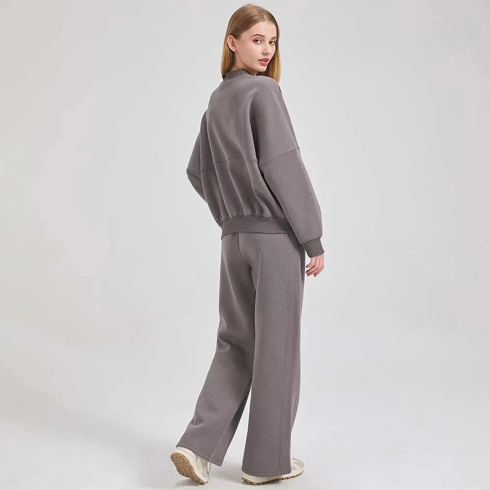 Cotton Zipper Cardigan Sets To Woman 2024 Tracksuit Suits Baggy Pants Sportswear Women Sweater 2 Piece Set Women Outfits