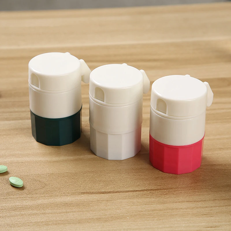 Random Color Portable Pill Case Medicine Splitter Powder Pill Cutter Medicine Box Storage Drug Container Pillbox