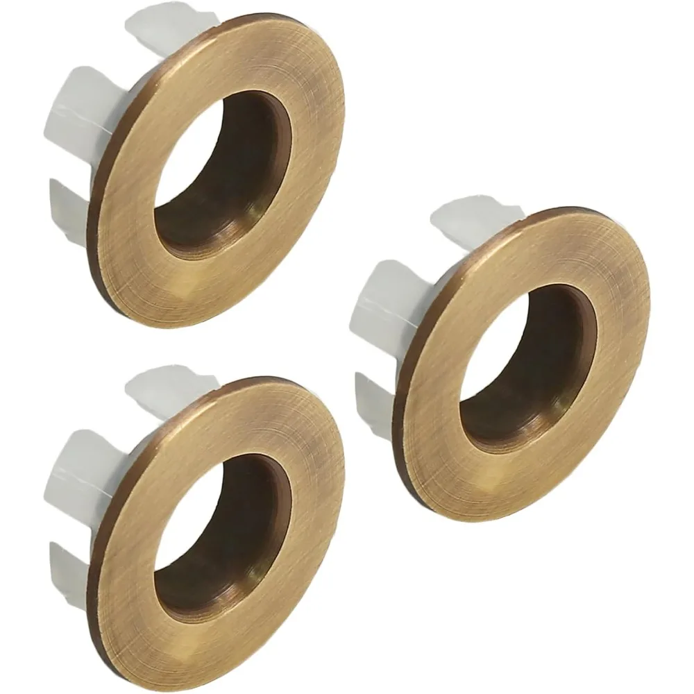 3pcs Brass Plastic Sink Overflow Trim Ring Basin Overflow Ring, Kitchen Sink Overflow Cover Bathroom Sink Drain Cap, Chrome Over