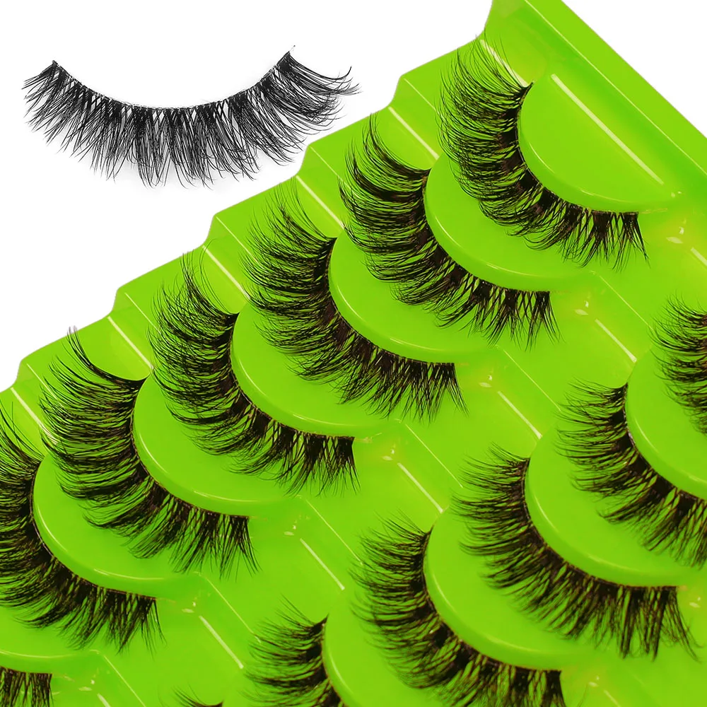 10 pairs of European and American style full false eyelashes, transparent stem, thick curled eyelashes