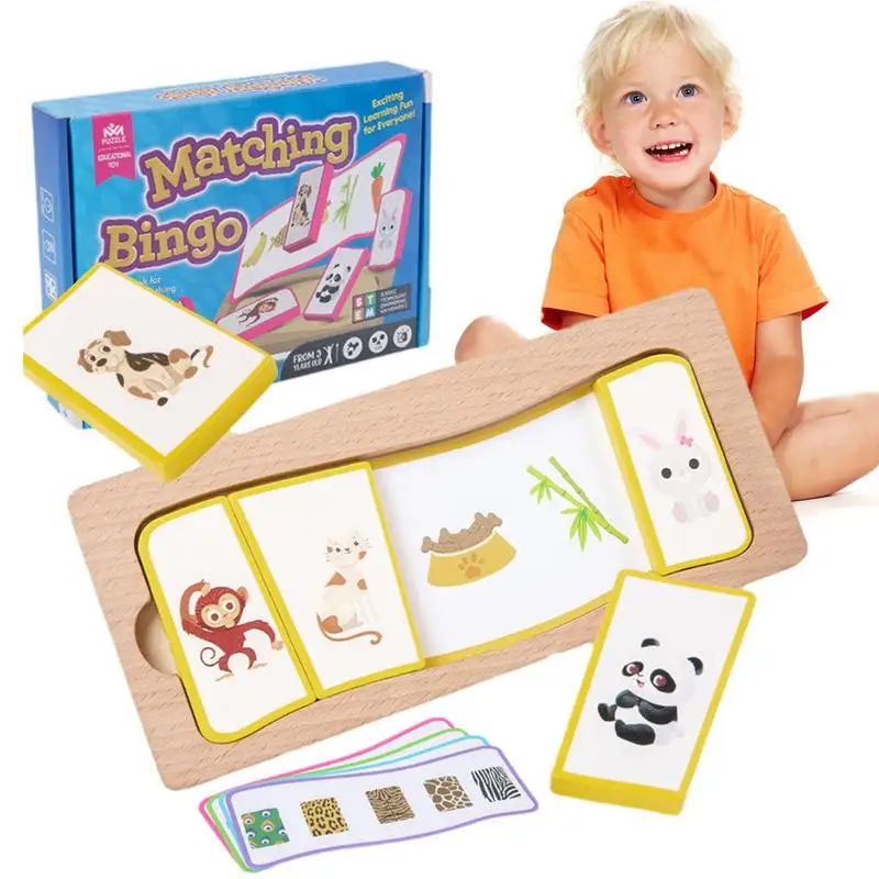 

Wooden Matching Bingo Game Look For The Same Thing Wood Board Match It Bingo Educational Picture Matching Game