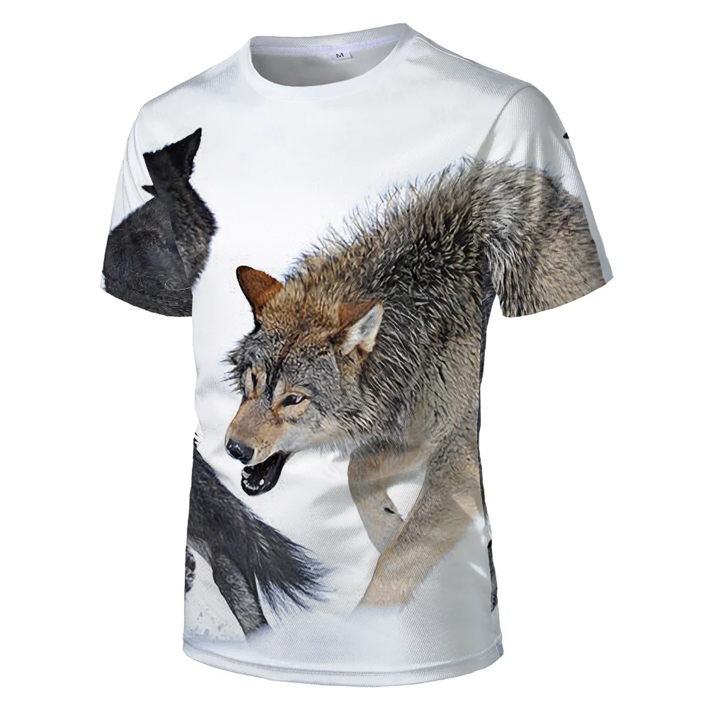 2021 Newest Wolf 3D Print Animal Cool Funny T-Shirt Men Short Sleeve Summer Tops Male T Shirt Fashion Breathable With Short Tops