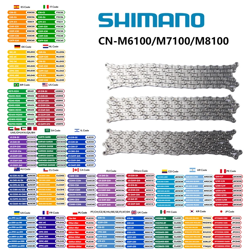 SHIMANO SLX M7100 M6100 M8100 chaîne 12 vitesses 118/126 maillons chaîne de vélo de montagne CN M7100 vtt 12 vitesses avec lien rapide