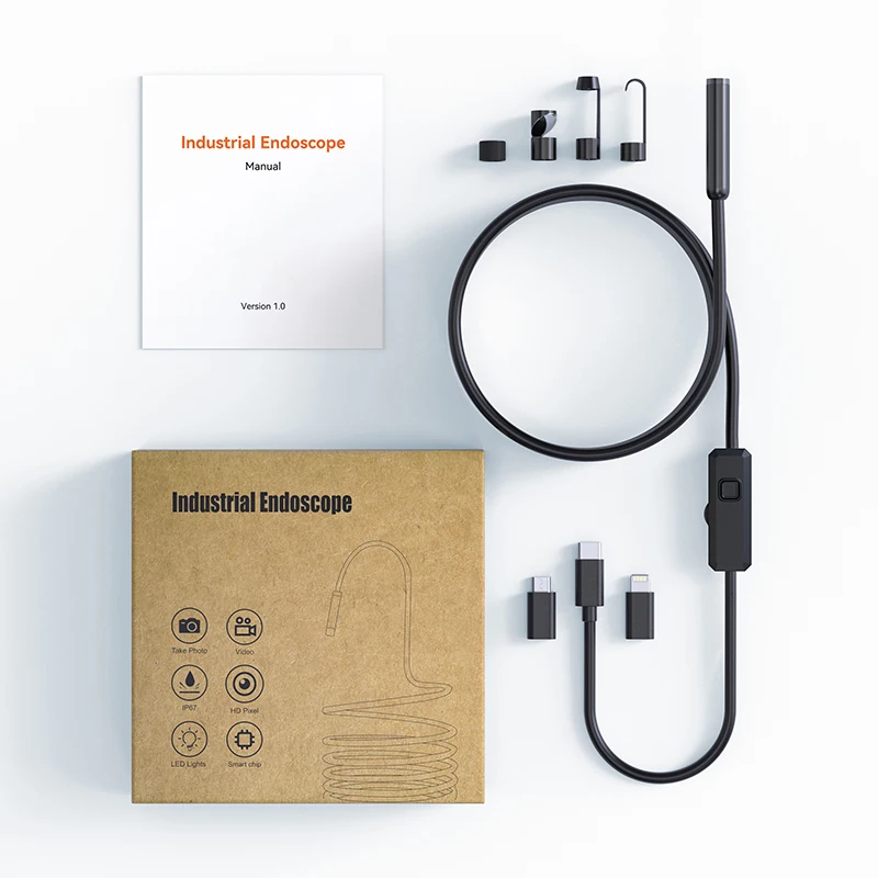 

Видеоэндоскоп W400-D с прямым подключением Type-C/iOS/Android, жесткий, 7,9 мм, 1440P Full HD, водонепроницаемый IP67, с кабелем длиной 5 м