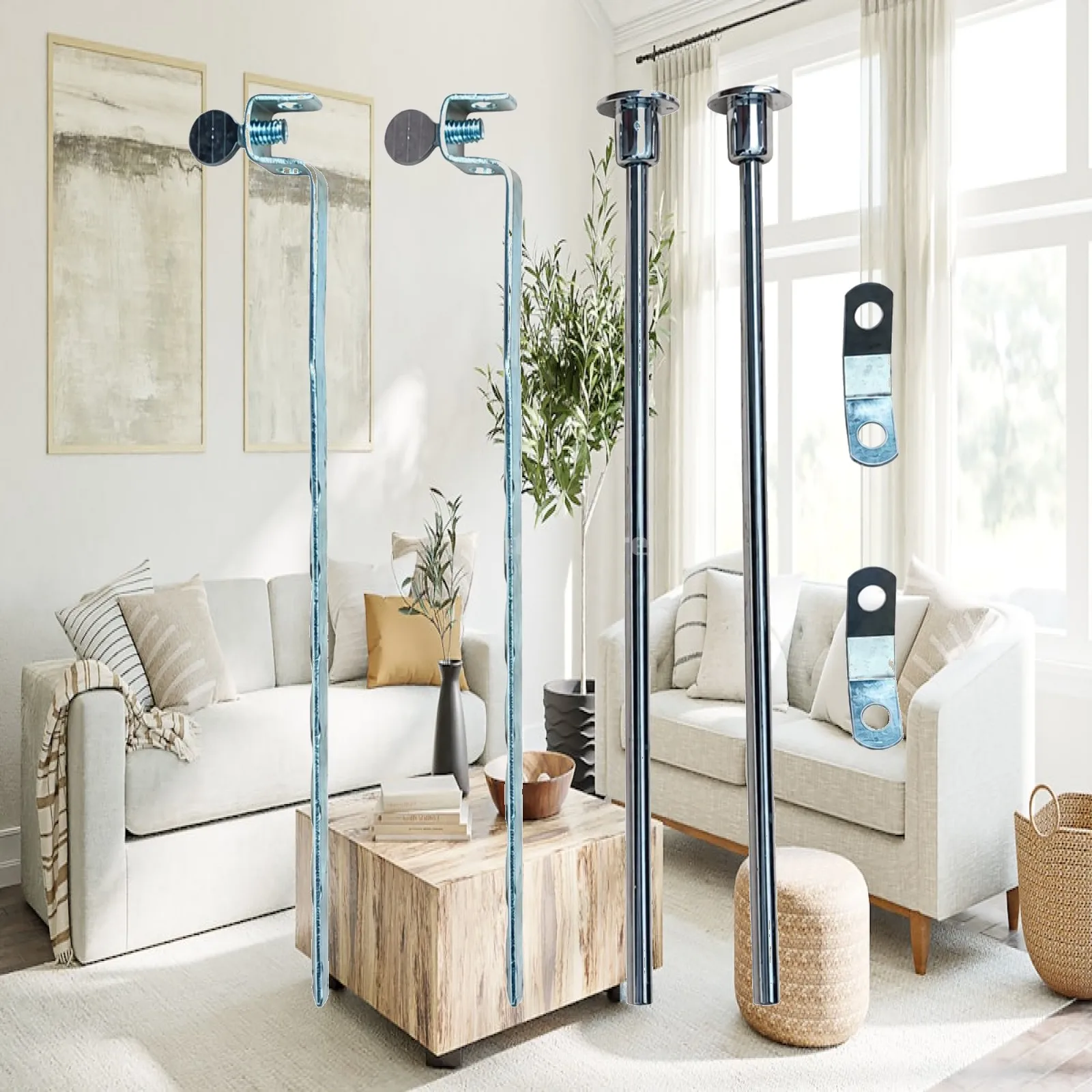 Chrome Finish Sink Stopper Pull Rod Kit for Bathroom Basin Drain Adjustable Linkage Strap