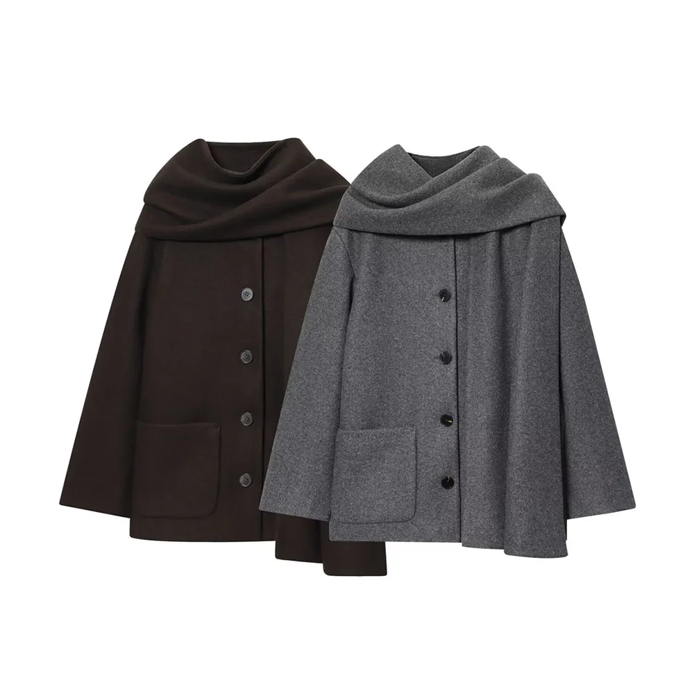 

Осенний новый женский модный шарф, темно-синее пальто в британском стиле