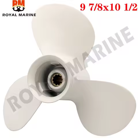 664-45945-00-EL 9 7/8 x 10 1/2 Outboard Propeller For Yamaha 20HP 30HP Aluminum Alloy White 3 Blades 10 Spline Tooth R Rotation