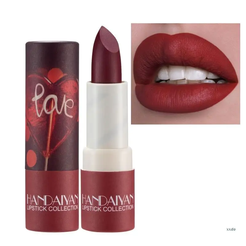 Handaiyan 7 Colors Matte Waterproof Nude Velvet Lipstick Sexy Red Brown Pigments Makeup Long Lasting Profissional