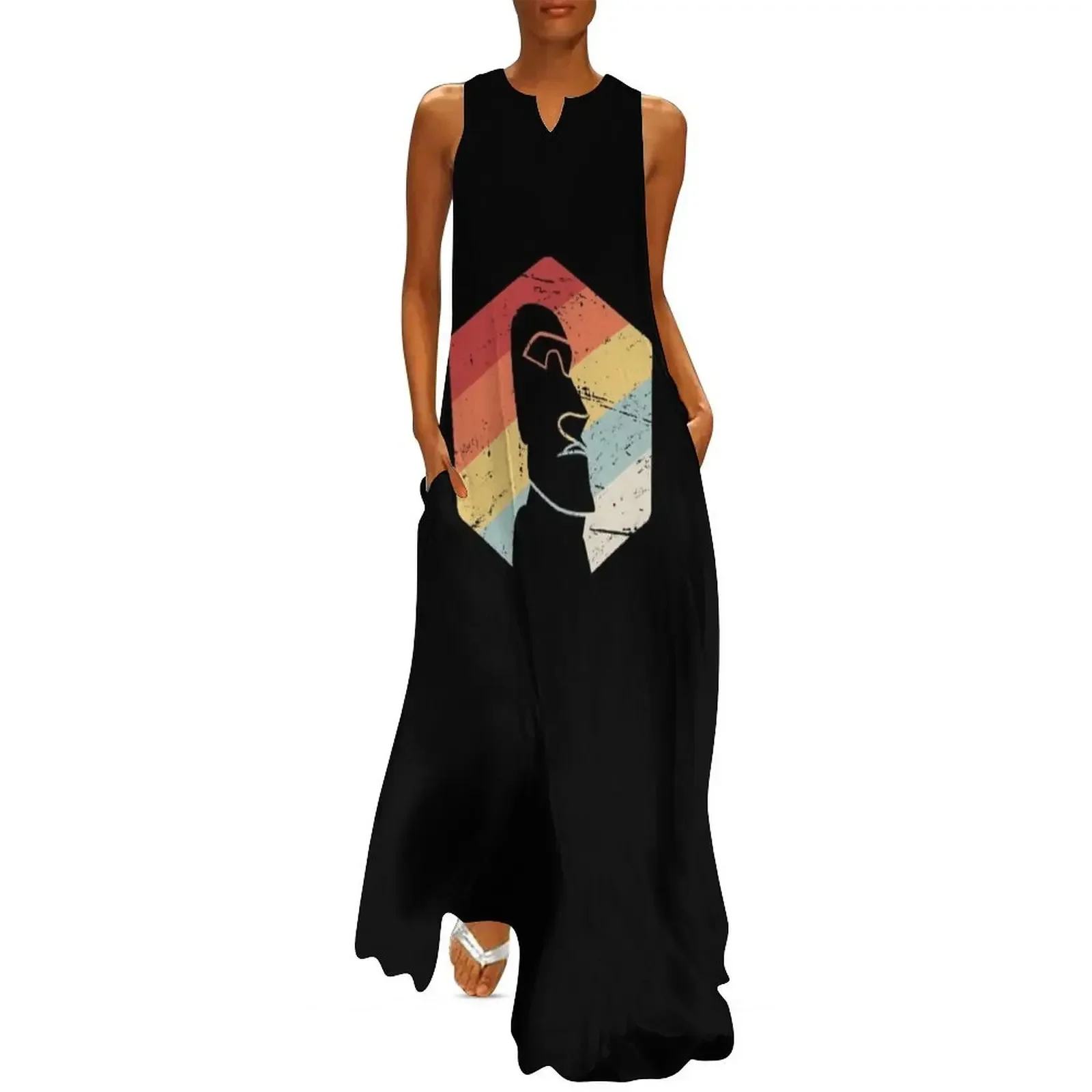 

Tiki Bar / Easter Island Head Moai - Vintage Long Dress Party dresses for women Dress