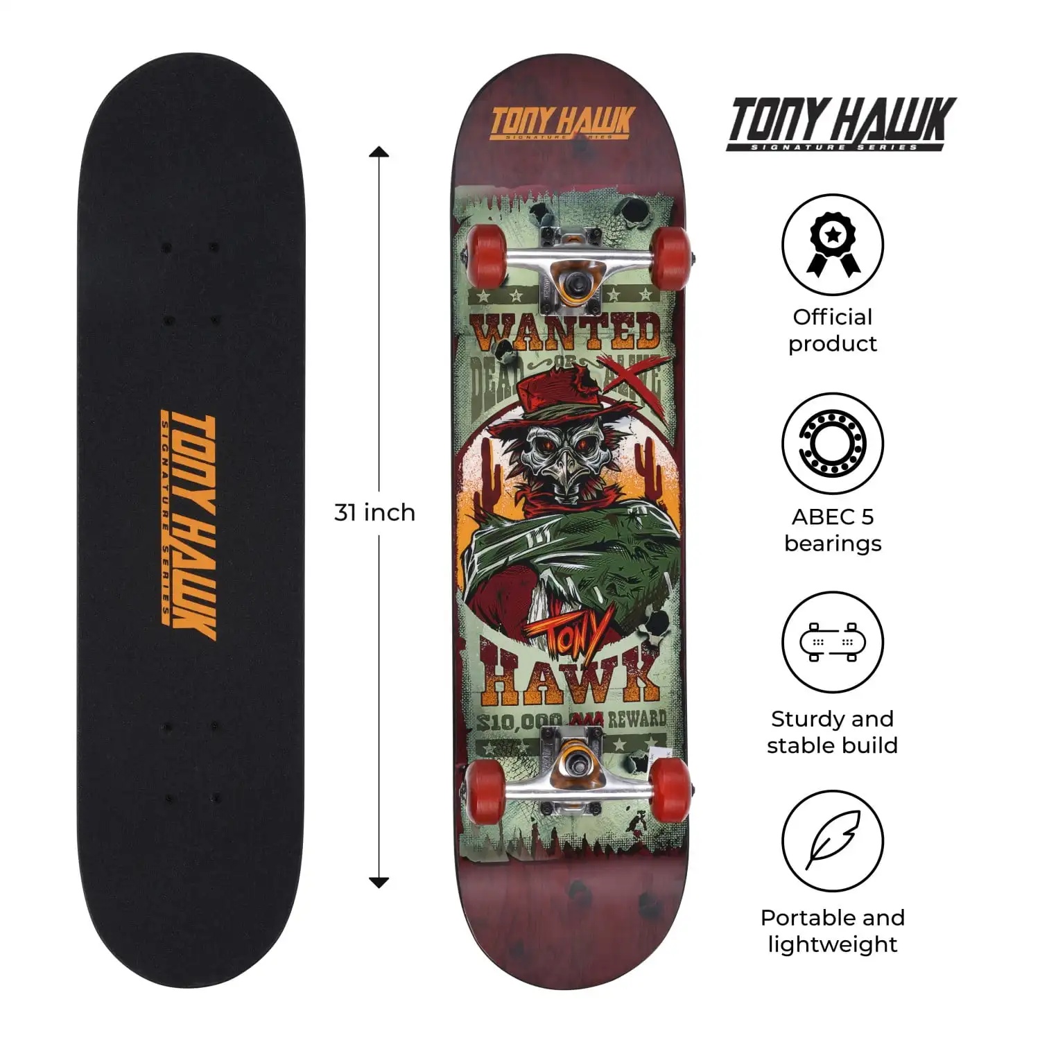 Hawk Patinete Lenticular de 31" Querido Ruedas de 52 Mnm