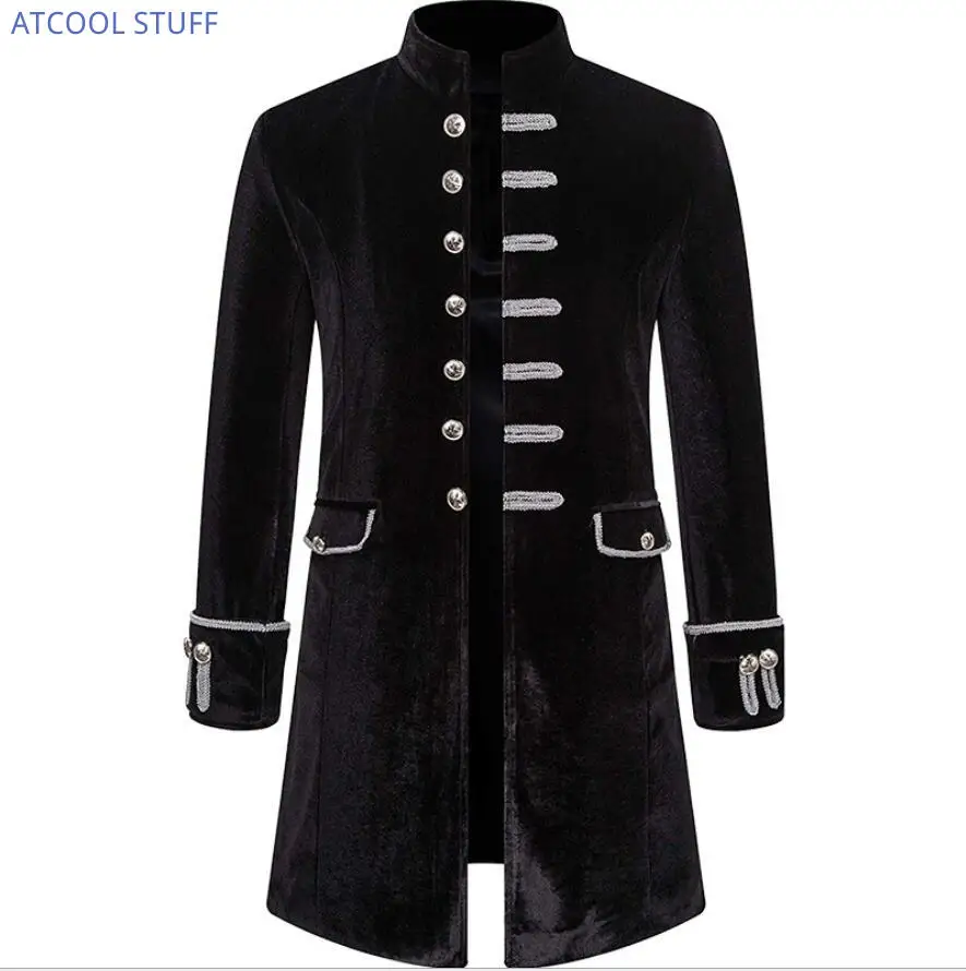 Noble Vintage Men\'s Jacket Medieval Cosplay Velet Prince Coat Retro Wedding Blazer Gothic Steampunk Carnival Party Knight Top