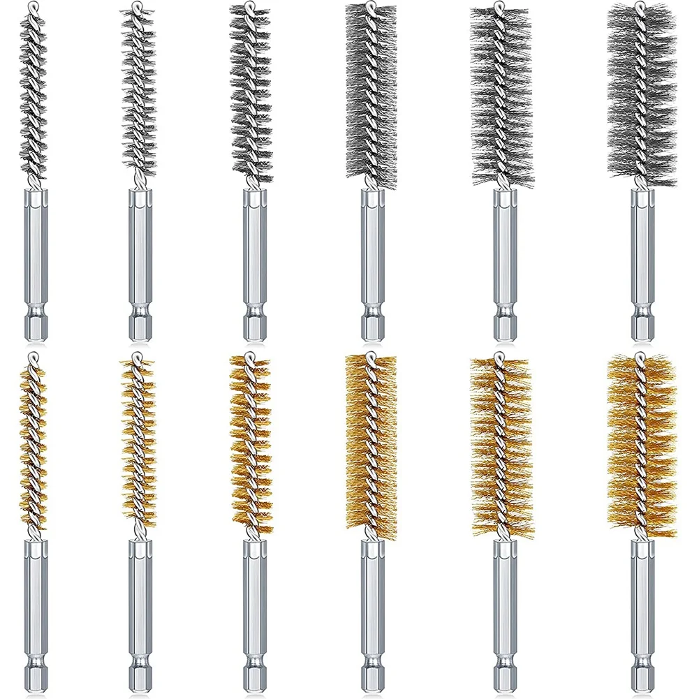 Hole Brush Bronze Cleaning Steel Wire Hole Brush Set Stainless Steel Cleaning Brush Suitable for Electric Drill Impact