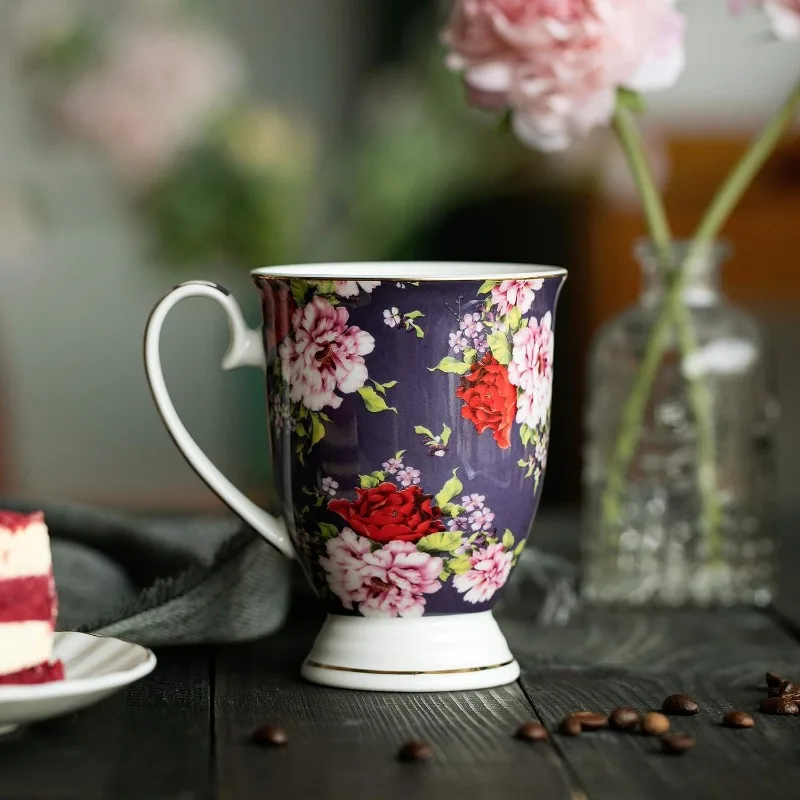 Imagem -03 - Btat-floral Osso China Grandes Canecas Copos de Café Porcelana Grupo Chá Caneca 12 oz Conjunto de 6