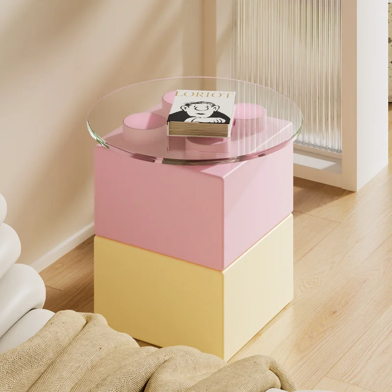 Cream wind creative building block coffee table floor ornament living room sofa next to a few home decoration dopamine