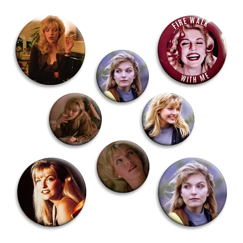 

Famous Actors Laura Palmer Tinplate Button Pin Creative Brooches Character Icon Badges for Clothes Bag Decor Jewelry Accessories