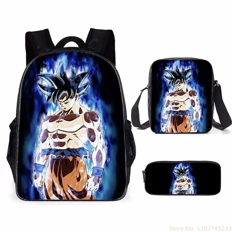 Hot Dragon Ball Z Anime Figure Backpack Cartoon Super Saiyan Figure Goku Student Bag Pen Case Lunch Box Bag Teenagers Boys Gifts