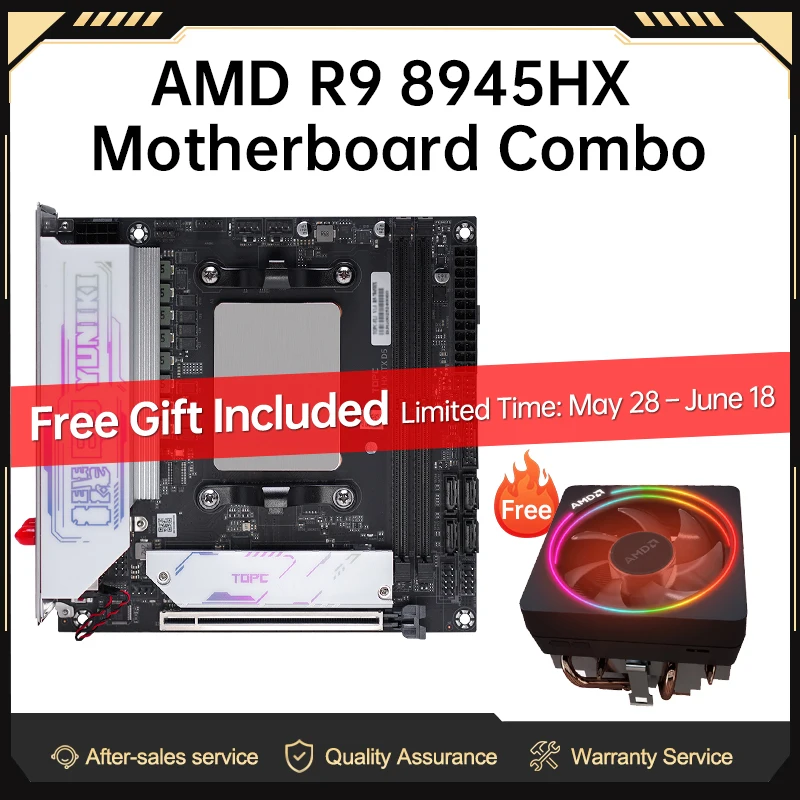 TOPC Ryzen AMD R9 8945HX/7945HX/7845HX Mini-ITX Motherboard Combo