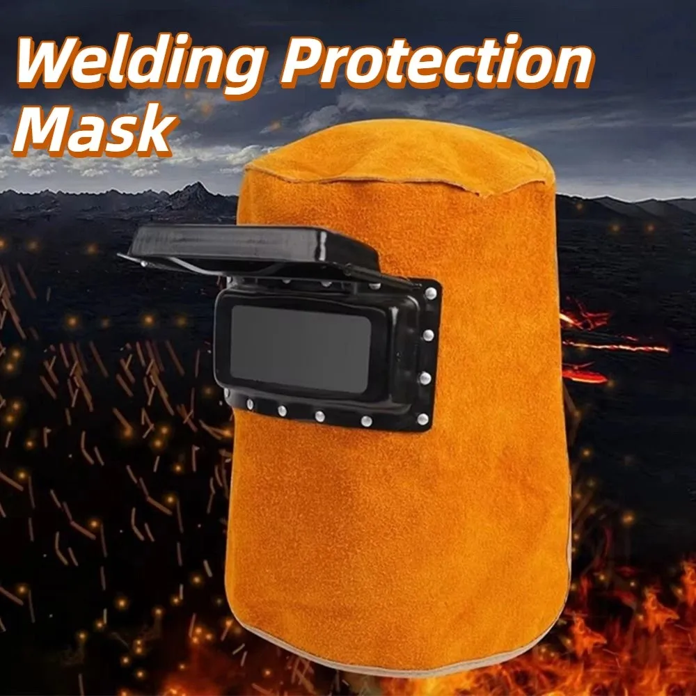 

Flip Open Lens Welding Helmet Mask Durable Comfortable Leather Welding Hood Heat Resistant Flame-Resistant