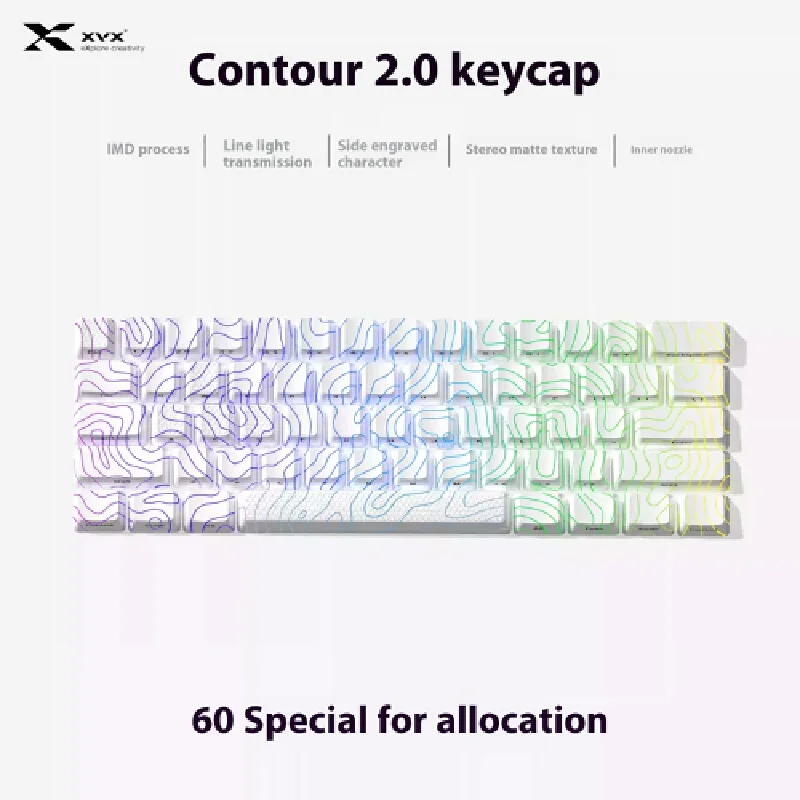 XVX Contour 2.0 Keycaps Topographic Mechanical Keyboard Keycaps Light Transparent Side Carving IMD Keycap PC Gamer Custom Gift