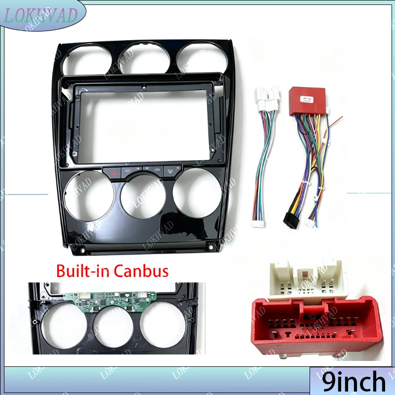 9 inch Car Fascia For Mazda 6 2004+ Stereo Panel Dash Frame Air Conditioning Work Built-in Canbus Power cable 9 Inch Double Din
