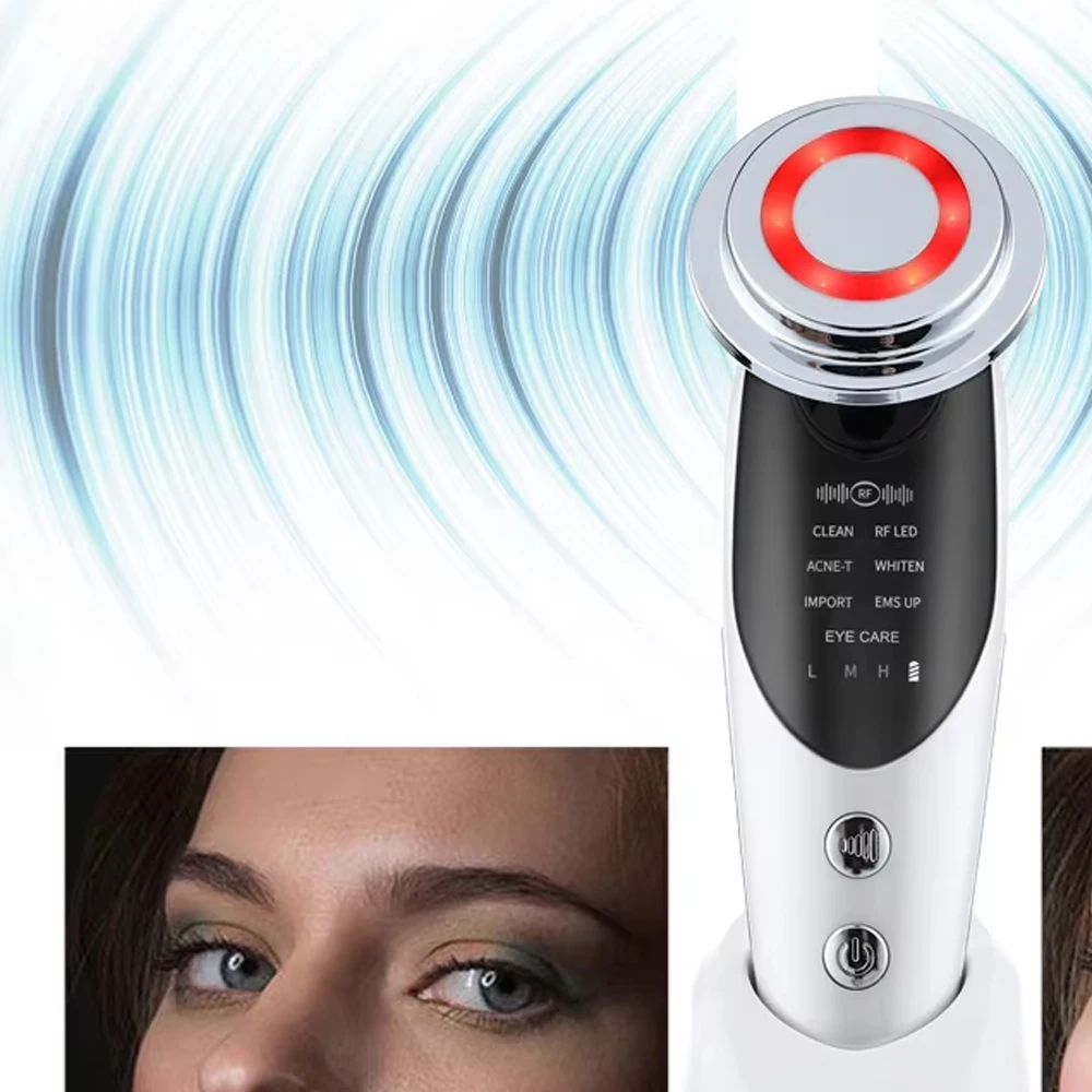 เครื่องยกกระชับใบหน้า 7 in 1 EMS RF ไมโครเคอร์เรนท์ ฟื้นฟูผิว กระชับผิว ลดเลือนริ้วรอย บำรุงผิวหน้า
