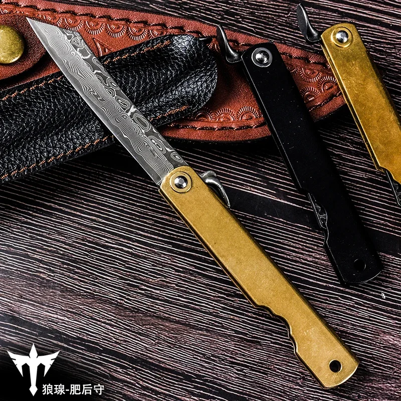 wolf Small Straight Knife Fruit Knife Portable Outdoor survival knife black handle Camping Hunting Hike collection gifts