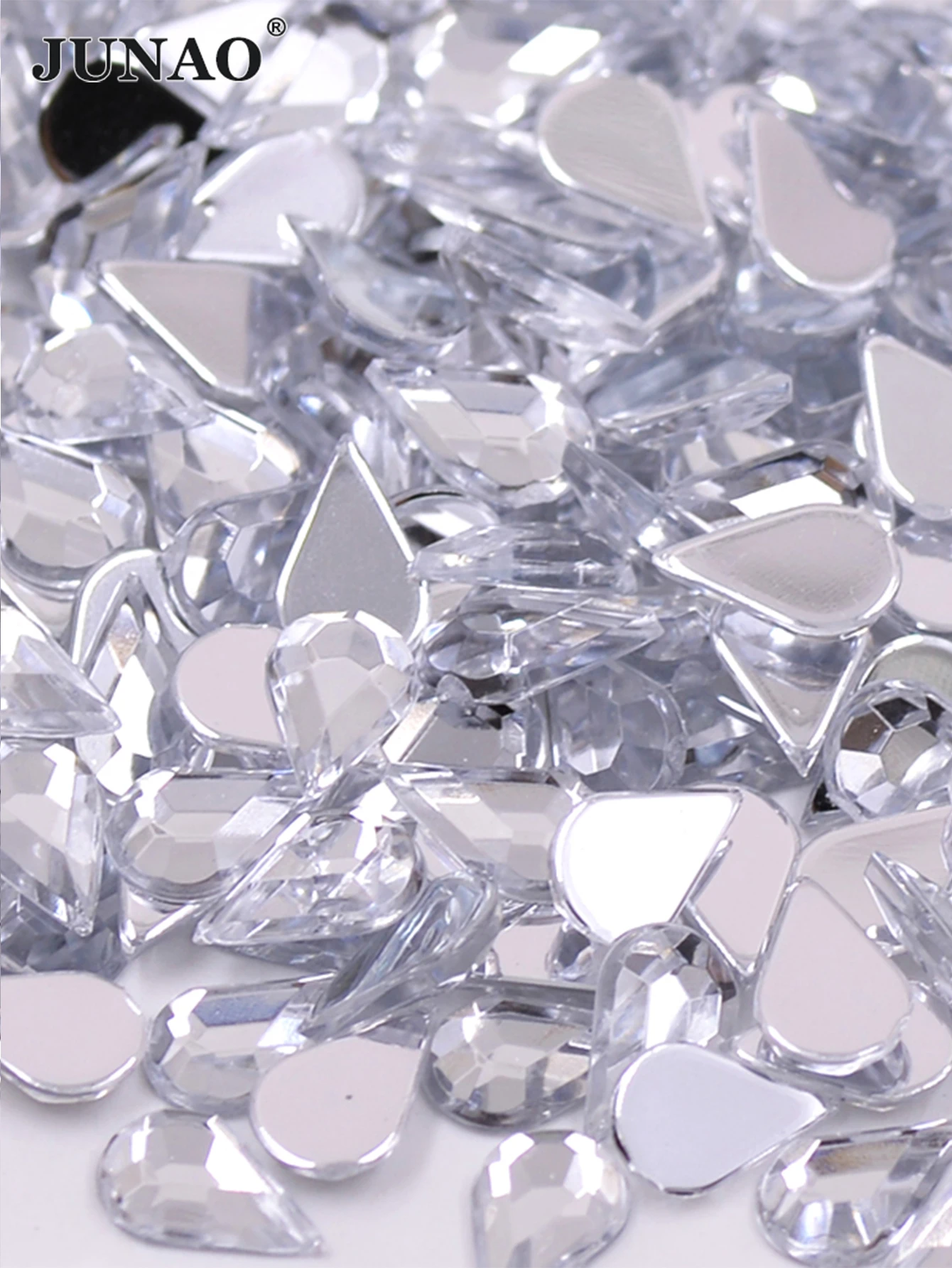JUNAO 500Pcs 5*8mm  Light Purple Crystal Glue On Rhinestones Flatback Acrylic Stones Non Sewing Drop Strass for DIY Crafts